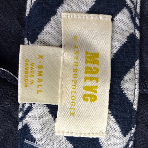 Maeve Textured Blue Ruffle Hem Top Womens XS Lagenlook Modest Demure french - Picture 10 of 11